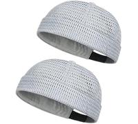 Men's Breathable Brimless Docker Hat, Lightweight Mesh Skull Cap for Summer, Adjustable Breathable Cooling Cap (2Pcs-M)