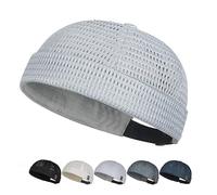 Men's Breathable Brimless Hat, Summer Mesh Docker Hat, Adjustable Lightweight Brimless - Lightweight Mesh for Summer (Light Grey)