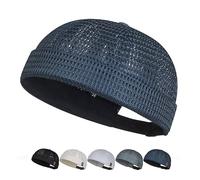 Men's Breathable Brimless Hat, Summer Mesh Docker Hat, Adjustable Lightweight Brimless - Lightweight Mesh for Summer (Navy Blue)
