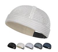 Men's Breathable Brimless Hat, Summer Mesh Docker Hat, Adjustable Lightweight Brimless - Lightweight Mesh for Summer (Beige)