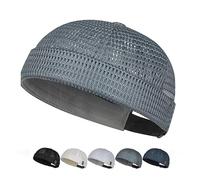 Men's Breathable Brimless Hat, Summer Mesh Docker Hat, Adjustable Lightweight Brimless - Lightweight Mesh for Summer (Dark Grey)