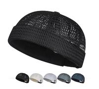 Men's Breathable Brimless Hat, Summer Mesh Docker Hat, Adjustable Lightweight Brimless - Lightweight Mesh for Summer (Black)