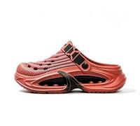 Men's Breathable & Comfortable Summer Clogs - Wide Fit Garden Shoes for Men, Lightweight Non-Slip Beach Clogs, Travel & Daily Wear (Red,32 1/3)