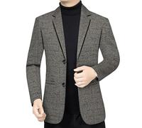 Men's Brown Slim Fit Blazers British Style Elegant Business Sport Coat Comfortable Autumn Casual Suit Jacket(L)