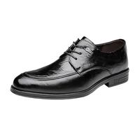 Mens Business Casual Leather Lace Up Oxfords Waterproof Modern Classic Dress Shoes for Office Work Daily Wear(Black,42 EU)