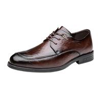 Mens Business Casual Leather Lace Up Oxfords Waterproof Modern Classic Dress Shoes for Office Work Daily Wear(Brown,40 EU)