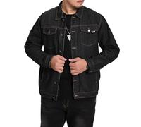 Mens Canvas Jacket Slim Fit Ripped Jean Coat Plus Size Vintage Denim Jacket Cotton Washed Clothes Black 4X Large