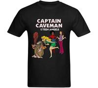 Men's Captain Caveman Cotton Short Sleeve Sport Casual Tee Summer Fashion Tops T-Shirts Black 3XL