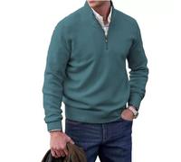 Men's Cashmere Zipper Basic Sweater,Quarter Zip Mens Long Sleeve Pullover,Soft and Skin-Friendly Lightweight, Breathable (Lake Blue, XL)