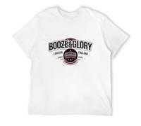 Men's Casual Cotton Short Sleeve T-Shirt Booze & Glory Printing O-Neck Tees Hip Hop Size M