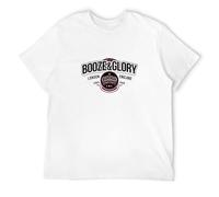 Men's Casual Cotton Short Sleeve T-Shirt Booze & Glory Printing O-Neck Tees Hip Hops for Men Clothes White 3XL