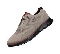 Mens Casual Dress Shoes, Lightweight Breathable Business Casual Shoes for Men with Mesh Upper for Work Travel (Khaki Black,39)