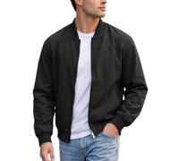 Mens Casual Lightweight Jacket Zip Up Regular Fit With Side Pockets (Black,Grand)