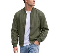 Mens Casual Lightweight Jacket Zip Up Regular Fit With Side Pockets (Green,Grand)