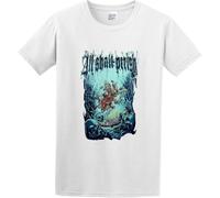 Men's Casual Shirt All Shall Perish Mens Deep Sea Crew-Neck t-Shirt White Manches Courtes(Medium)