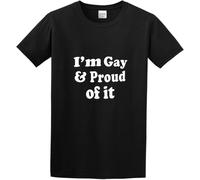 Men's Casual Shirt I Am Gay Proud of It Leisure Crew-Neck t-Shirt Black Manches Courtes(3X-Large)