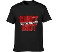 Men's Casual Shirt Quiet Riot CD Lgo Metal Health Pure Cotton is More Hygroscopic Black Manches Courtes(Small)
