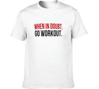 Men's Casual Shirt When in Doubt Workout Yoga Weights Funny Crew-Neck t-Shirt White Manches Courtes(Medium)