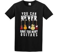 Men's Casual Shirt You Can Never Have Too Many Guitars Music Funny Gift Pure Cotton is More Hygroscopic Black Manches Courtes(Large)