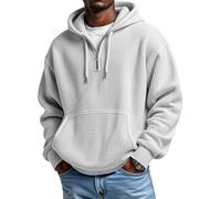 Men's Casual Solid Color Waffle Zipper Long Sleeve Hooded Sweatshirt - Lightweight and Breathable for Outdoor Use (#7,4TG)