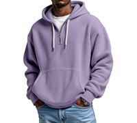 Men's Casual Solid Color Waffle Zipper Long Sleeve Hooded Sweatshirt - Lightweight and Breathable for Outdoor Use (#11,4TG)