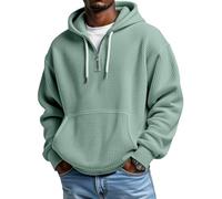 Men's Casual Solid Color Waffle Zipper Long Sleeve Hooded Sweatshirt - Lightweight and Breathable for Outdoor Use (#6,M)
