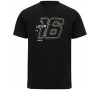 Men's Charles Leclerc #16 Black T-Shirt Racing Black S