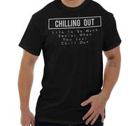 Men's Chill Out Good Vibes Relax Inspiration Gift Mens Crewneck T Shirt Tee Black