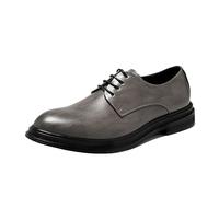 Mens Classic Lace Up Oxford Shoes Leather Round Toe Slip Resistant Block Heel Formal Casual Footwear(Gray,41 EU)