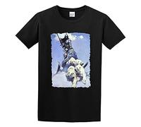 Men's Classic Tshirt Silver Warrior by Frank Frazetta Art Graphic Black Cotton Tee Size Medium