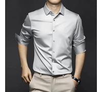 Men's Classic Wrinkle-Resistant Shirt, 2023 New Solid Stretch Long Sleeve Shirts (B,6X-Large)