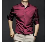 Men's Classic Wrinkle-Resistant Shirt, 2023 New Solid Stretch Long Sleeve Shirts (D,5X-Large)