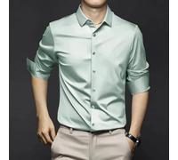 Men's Classic Wrinkle-Resistant Shirt, 2023 New Solid Stretch Long Sleeve Shirts (E,Small)