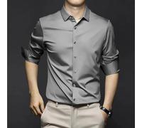 Men's Classic Wrinkle-Resistant Shirt, 2023 New Solid Stretch Long Sleeve Shirts (F,XX-Large)