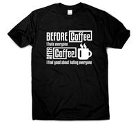 Men's Coffee Christmas Mens Funny Womens Mens Slogan Tee Ladies Novelty Before & After30271 T-Shirts Black 3XL