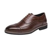 Mens Comfort Orthopedic Lace Up Oxford Shoes Pointed Toe Italian Leather Formal Business Dress Shoes for Office and Weddings(Brown,40 EU)