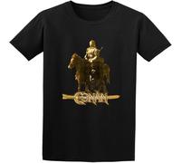 Men's Conan The Barbarian 1980'S Action Fantasy Movie Riding of F O Neck Cotton T Shirt Black XL