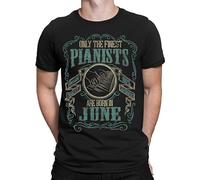 Men's Cool Tee Shirt Mens Piano Finest Pianists Born in June Music Birthday Fathers Day Summer T Shirt T-Shirts Black XL