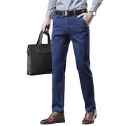-*-Men's Cotton Jeans Denim Pants Classic Clothes Overalls Straight Trousers for Men Blue Jeans Blue 36