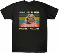 Men's Cotton Retro Shirt Lort Sleeve Short T Vintage Hallelujer The Praise Tee T-Shirts Black 3XL