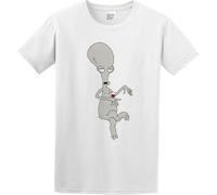 Men's Cotton Shirt American Dad Roger Cute Pure Cotton is More Hygroscopic White Manches Courtes(Small)
