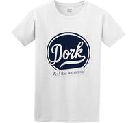 Men's Cotton Shirt Kenneth Morgan DORK Feel The Sensation York Peppermint Pattie Parody Short Sleeves White Manches Courtes(Large)