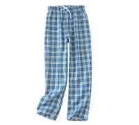 Men's Cotton Sleep Trousers Plaid Knitted Sleep Pants Mens Pajamas Pants Bottoms Sleepwear Pajama Short