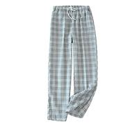 Men's Cotton Sleep Trousers Plaid Knitted Sleep Pants Mens Pajamas Pants Bottoms Sleepwear Pajama Short