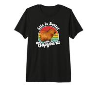 Mens Cute Retro Vintage Life is Better with A Capybara Lover T-Shirt Haut de Gamme