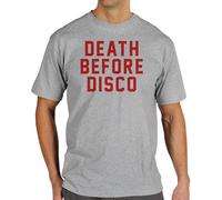 Men's Death Before Disco Red Script White Awesome Quality Mens T Shirt T-Shirts Grey L