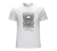 Men's Death to All But Metal Heavy Metal Music Skull Graphic Top Mens Printed Tee T-Shirts White 3XL