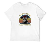 Men's Dont Be A Salty Heifer Cow Lover Funny Farmer Vintage Retro Mens Tee New T-Shirts White L