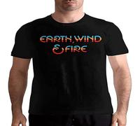 Mens Ear-Th Wi-ND & FI-Re Round Neck Pure Cotton Short Sleeve Comfortable Adult T-Shirt Top Black XXL