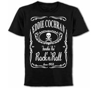 Mens Eddie Cochran T Shirt in Fashion Crew Neck Short Sleeves Black M